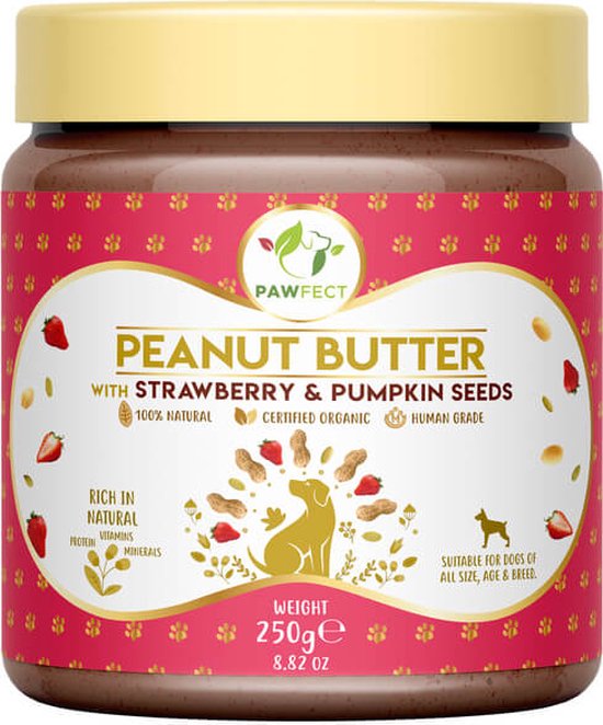 Pindakaas aardbei en pompoenpitten pindakaas-aardbei-pompoenpitten